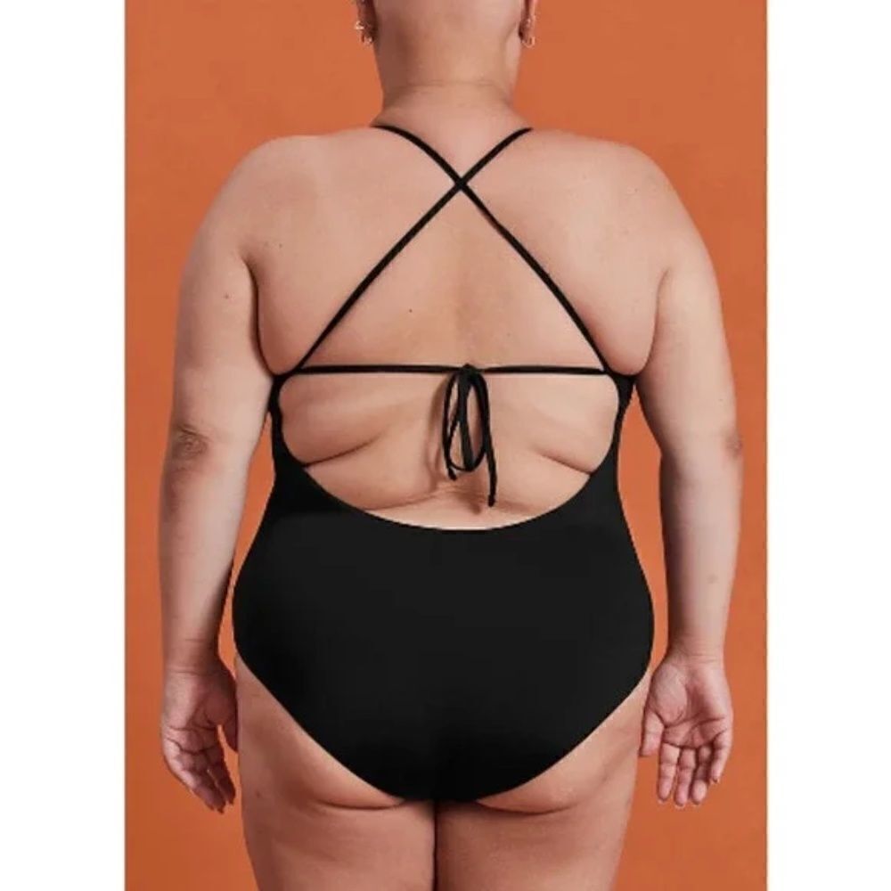 GIRLFRIEND COLLECTIVE Clemente Cross Back Black One Piece Swimsuit XSmall - Picture 2 of 8